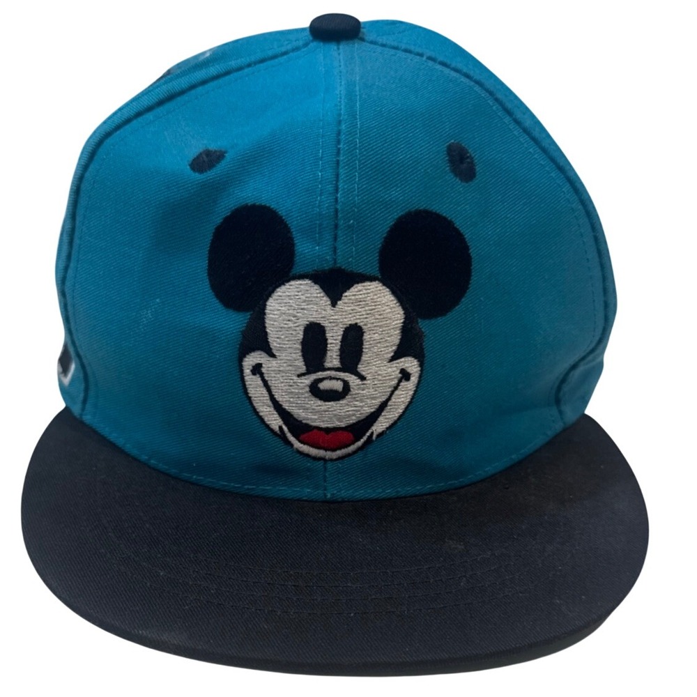 VTG Disney Mickey Mouse Snapback Hat Embroidered Logo Teal Kids Adjustable OS